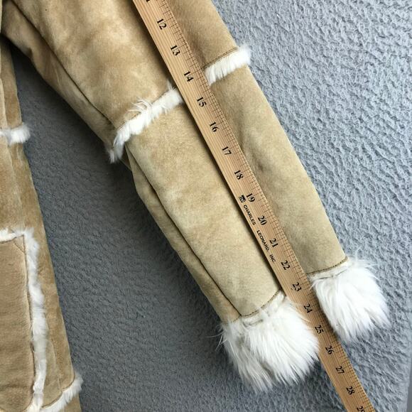 Wilsons Leather Maxima Tan Long Suede Jacket size S w/ faux fur Lining - Picture 7 of 13
